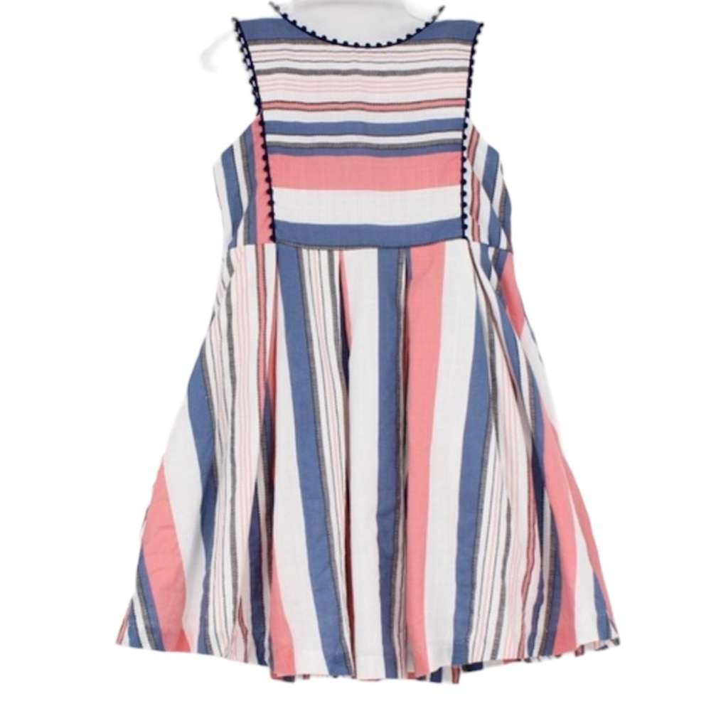 PIPPA AND JULIE Summer Dress Sleeveless Stiped, Coral, Pink, Blue Cotton Size 5